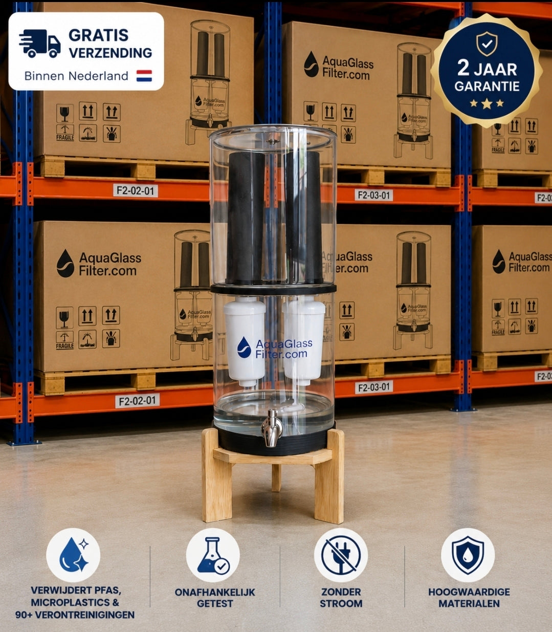 PFAS filter – AquaGlassFilter Glazen Waterfilter (NSF-gecertificeerd)